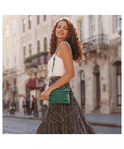 Crocodile Crossbody Shoulder Bags for Women, Small Trendy Purse for Phone, Womens Top Handle Clutches Handbags Green $19.43 T...