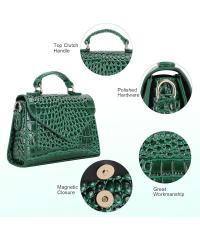 Crocodile Crossbody Shoulder Bags for Women, Small Trendy Purse for Phone, Womens Top Handle Clutches Handbags Green $19.43 T...