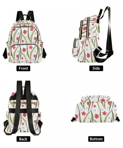 Ladybugs Daisies Leaves Dew Women Backpack Purse Shoulder Bag Color Medium $19.13 Backpacks