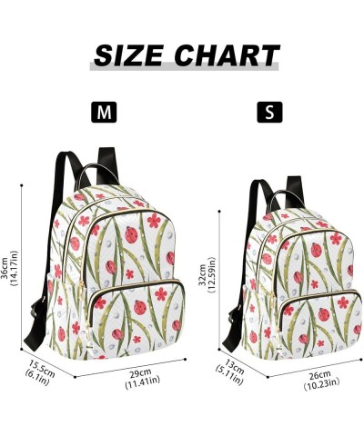 Ladybugs Daisies Leaves Dew Women Backpack Purse Shoulder Bag Color Medium $19.13 Backpacks