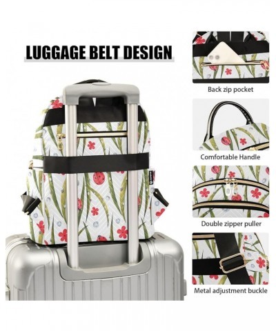 Ladybugs Daisies Leaves Dew Women Backpack Purse Shoulder Bag Color Medium $19.13 Backpacks