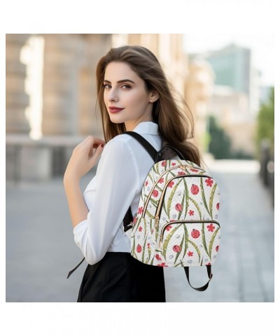 Ladybugs Daisies Leaves Dew Women Backpack Purse Shoulder Bag Color Medium $19.13 Backpacks