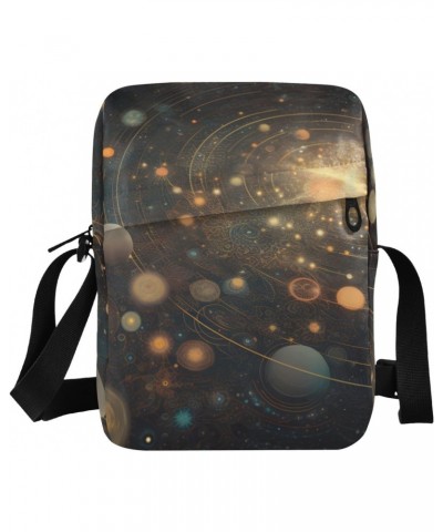 Art Drawing Galaxy Small Crossbody Sling Bag for Women Men, Zipper Closure Messenger Bags Purse with Card Phone Passport Comp...