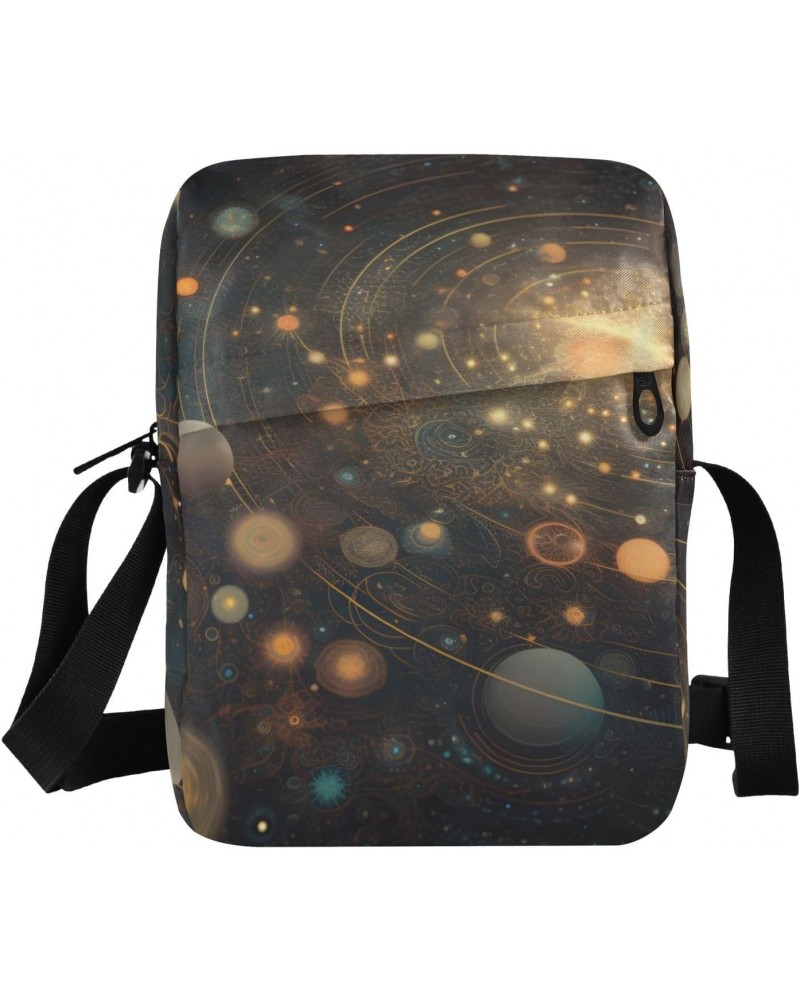 Art Drawing Galaxy Small Crossbody Sling Bag for Women Men, Zipper Closure Messenger Bags Purse with Card Phone Passport Comp...