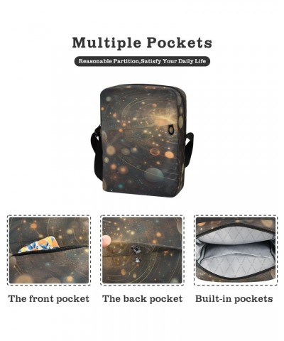 Art Drawing Galaxy Small Crossbody Sling Bag for Women Men, Zipper Closure Messenger Bags Purse with Card Phone Passport Comp...