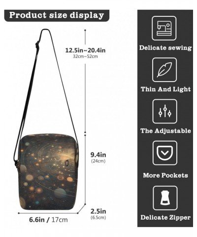 Art Drawing Galaxy Small Crossbody Sling Bag for Women Men, Zipper Closure Messenger Bags Purse with Card Phone Passport Comp...