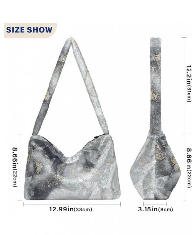 Painting Plush Underarm Bag Women's Tote Handbags Fluffy Shoulder Bag Purse Lightweight Tote Bags Phone Purse M-14 $10.33 Totes