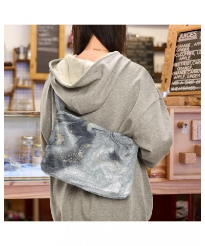 Painting Plush Underarm Bag Women's Tote Handbags Fluffy Shoulder Bag Purse Lightweight Tote Bags Phone Purse M-14 $10.33 Totes