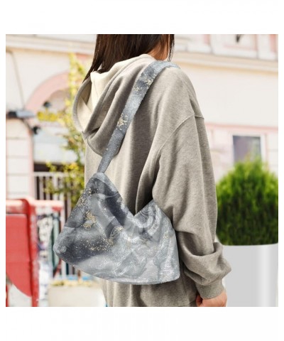 Painting Plush Underarm Bag Women's Tote Handbags Fluffy Shoulder Bag Purse Lightweight Tote Bags Phone Purse M-14 $10.33 Totes