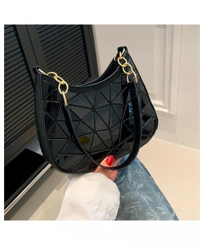 Fashion holographic geometry shoulder bag,rainbow women's handbag,retro purse,Large capacity hand bag Black $12.95 Shoulder Bags