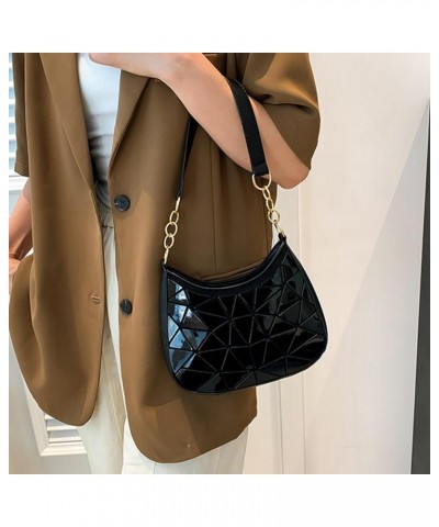 Fashion holographic geometry shoulder bag,rainbow women's handbag,retro purse,Large capacity hand bag Black $12.95 Shoulder Bags