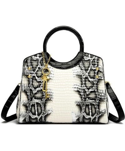 Alligator print handbag retro large capacity shoulder messenger bag Black $46.10 Totes