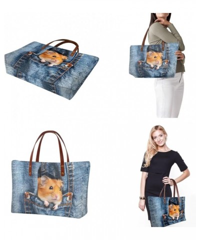 Handbags for Women Large Capacity Crossbody Totes with Wallet Clutch 2pcs Set Denim Squirrel $19.35 Satchels