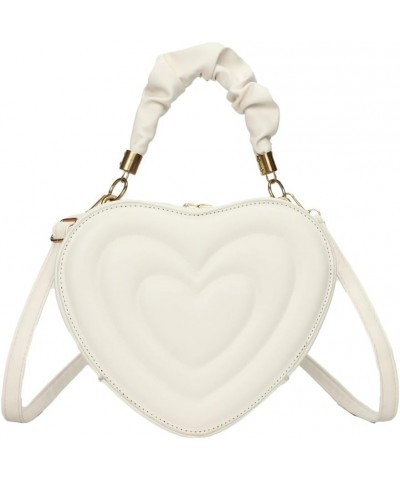 Large Capacity Shoulder Bag Stylish PU Fashion Crossbody Bag Women Heart Shape Clutch Purse Cute with Strap for Shoppi White ...