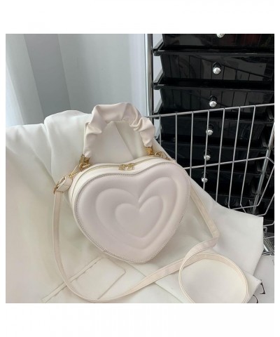 Large Capacity Shoulder Bag Stylish PU Fashion Crossbody Bag Women Heart Shape Clutch Purse Cute with Strap for Shoppi White ...