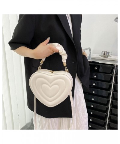 Large Capacity Shoulder Bag Stylish PU Fashion Crossbody Bag Women Heart Shape Clutch Purse Cute with Strap for Shoppi White ...