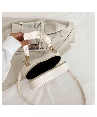 Large Capacity Shoulder Bag Stylish PU Fashion Crossbody Bag Women Heart Shape Clutch Purse Cute with Strap for Shoppi White ...