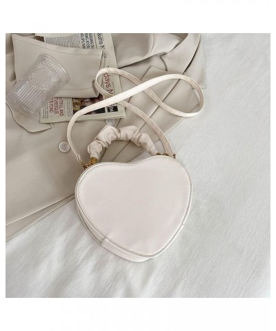 Large Capacity Shoulder Bag Stylish PU Fashion Crossbody Bag Women Heart Shape Clutch Purse Cute with Strap for Shoppi White ...