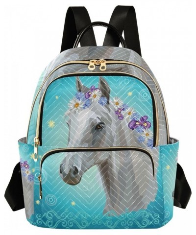 Mini Backpack Horse Flower Fashion Backpack Purse for Women,Handbag Shoulder Bag Casual Daypack, Ladies Gift for College Work...