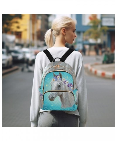 Mini Backpack Horse Flower Fashion Backpack Purse for Women,Handbag Shoulder Bag Casual Daypack, Ladies Gift for College Work...