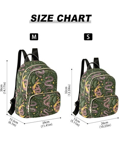 Backpack Purse for Women Magic Snake Moon, Mini Fashion Backpack Stars Leaves Lightweight Casual Daypack Shoulder Bag Travel ...