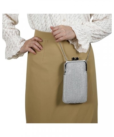 Evening Handbags Clutch Purses for Women Metal mesh Small Crossbody Bag Cell Phone Purse Wallet Silver-e $11.79 Evening Bags