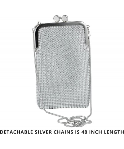 Evening Handbags Clutch Purses for Women Metal mesh Small Crossbody Bag Cell Phone Purse Wallet Silver-e $11.79 Evening Bags