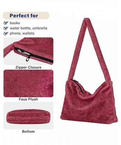 Christmas Snowflake Plaid Women's Shoulder Handbag, Fluffy Tote Lady Crossbody Hobo Handbag Christmas Snowflakes Red $12.38 T...