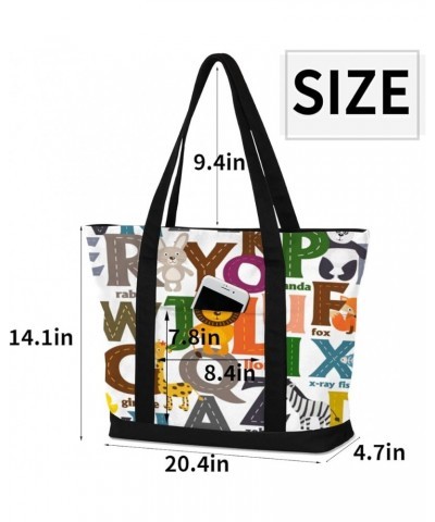 Tote Bag for Women Canvas Shoulder Bag Large Casual Handbag Lightweight Tote Bag with Zipper for Work Travel Shopping Animals...