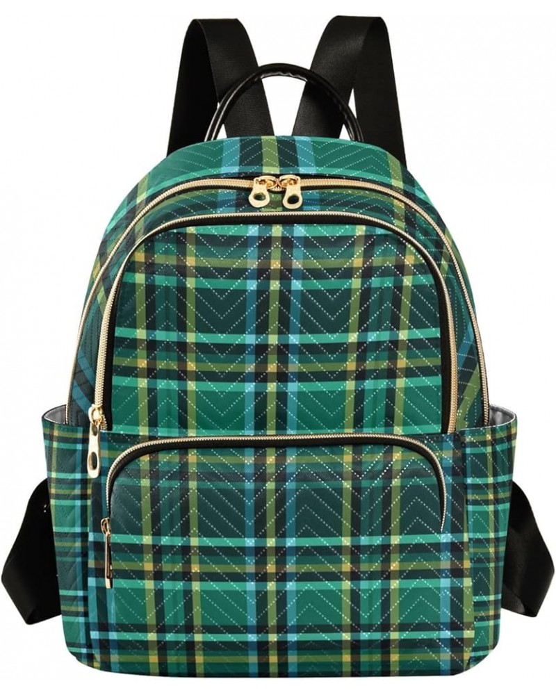 Small Backpack Purse for Women, Green St. Patrick Plaid Travel Bag Casual Daypack Shoulder Bag Small $16.20 Backpacks