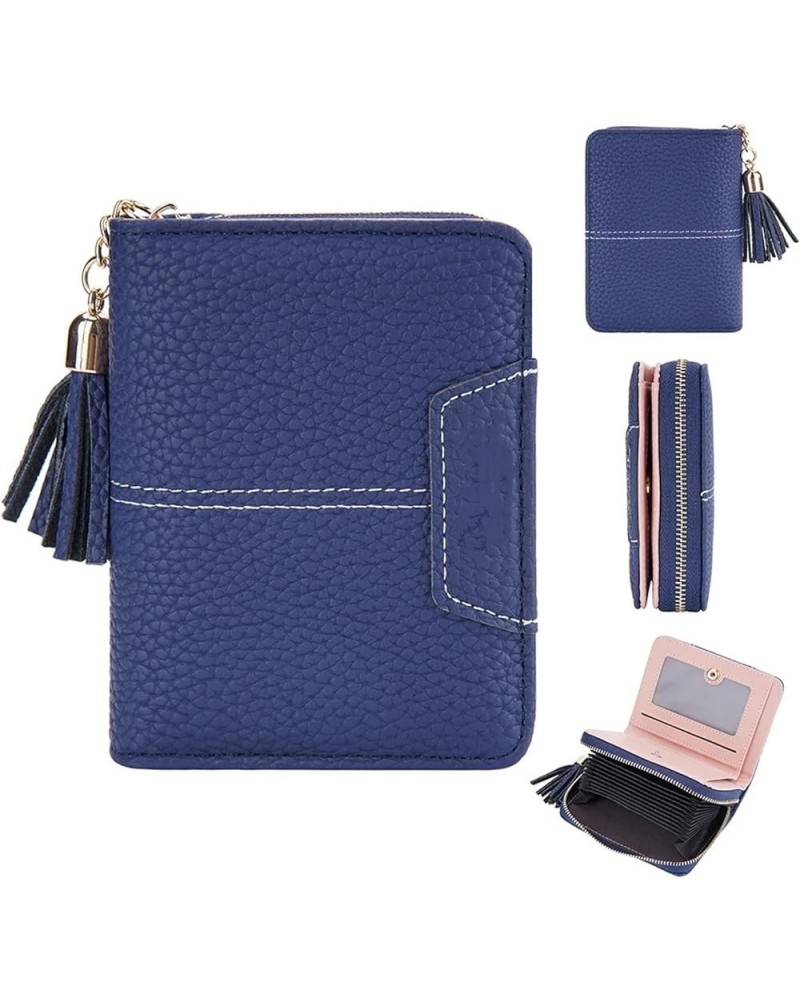 Short Women Wallets Card Holders Female Purse Coin Pocket Zipper Organ Card Bag Women's Wallet (Color : Dark Blue) Dark Blue ...