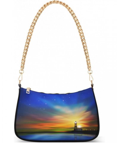 Shoulder Bags for Women Lighthouse Hobo Tote Handbag Small Clutch Purse with Zipper Closure $15.80 Shoulder Bags