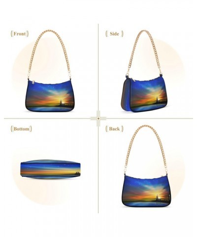 Shoulder Bags for Women Lighthouse Hobo Tote Handbag Small Clutch Purse with Zipper Closure $15.80 Shoulder Bags