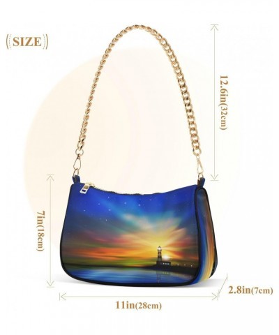 Shoulder Bags for Women Lighthouse Hobo Tote Handbag Small Clutch Purse with Zipper Closure $15.80 Shoulder Bags