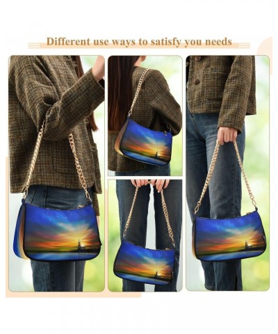 Shoulder Bags for Women Lighthouse Hobo Tote Handbag Small Clutch Purse with Zipper Closure $15.80 Shoulder Bags