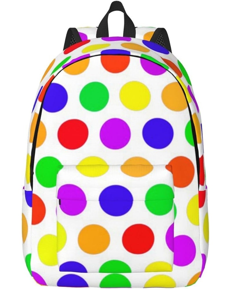 Beautiful Polka Dot Print Unisex Canvas Backpack Cute Backpack For Travel Sports Casual Aesthetic Backpack Black Small $24.18...