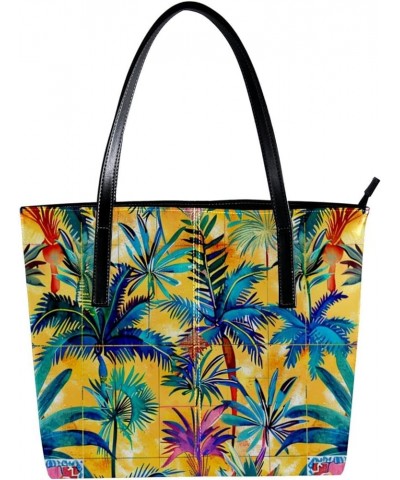 Tote Bags, Large Tote Bags for Women, Women's Tote Handbags, Morocco Colored Geometric Tropical Leaf Modern, Womens Tote Bag ...