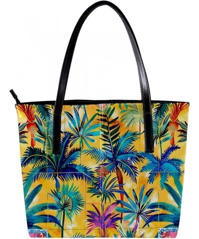 Tote Bags, Large Tote Bags for Women, Women's Tote Handbags, Morocco Colored Geometric Tropical Leaf Modern, Womens Tote Bag ...