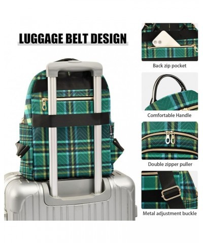 Small Backpack Purse for Women, Green St. Patrick Plaid Travel Bag Casual Daypack Shoulder Bag Small $16.20 Backpacks