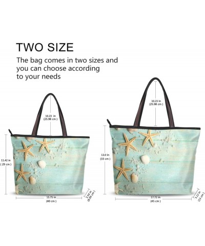 Soft Tote Shoulder Bag Big Capacity Handbag Starfish Seashell Printed Handbag Tote Bag Large Capacity Starfish Seashell $13.5...