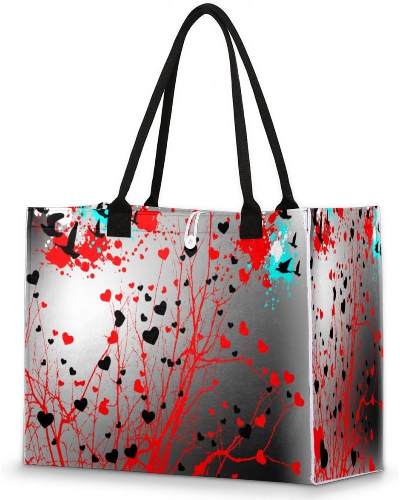 Heart Splashes Abstract Large Tote Bag Shoulder Bag For Women Teachers Nurses Work Shopping Travel Handbag Purse $12.48 Totes