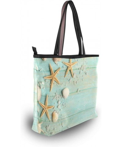 Soft Tote Shoulder Bag Big Capacity Handbag Starfish Seashell Printed Handbag Tote Bag Large Capacity Starfish Seashell $13.5...