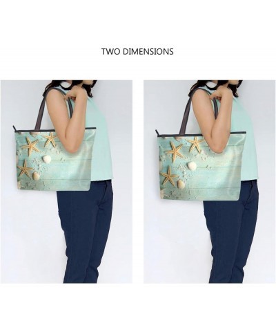 Soft Tote Shoulder Bag Big Capacity Handbag Starfish Seashell Printed Handbag Tote Bag Large Capacity Starfish Seashell $13.5...