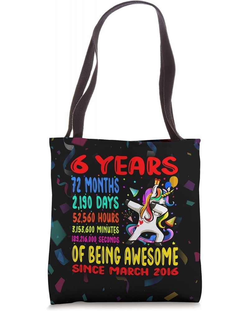 6 Years Of Being Awesome 6th Birthday Kids Dabbing Unicorn Tote Bag $11.25 Totes