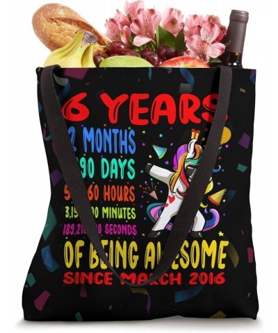 6 Years Of Being Awesome 6th Birthday Kids Dabbing Unicorn Tote Bag $11.25 Totes