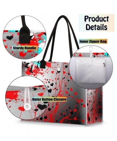 Heart Splashes Abstract Large Tote Bag Shoulder Bag For Women Teachers Nurses Work Shopping Travel Handbag Purse $12.48 Totes