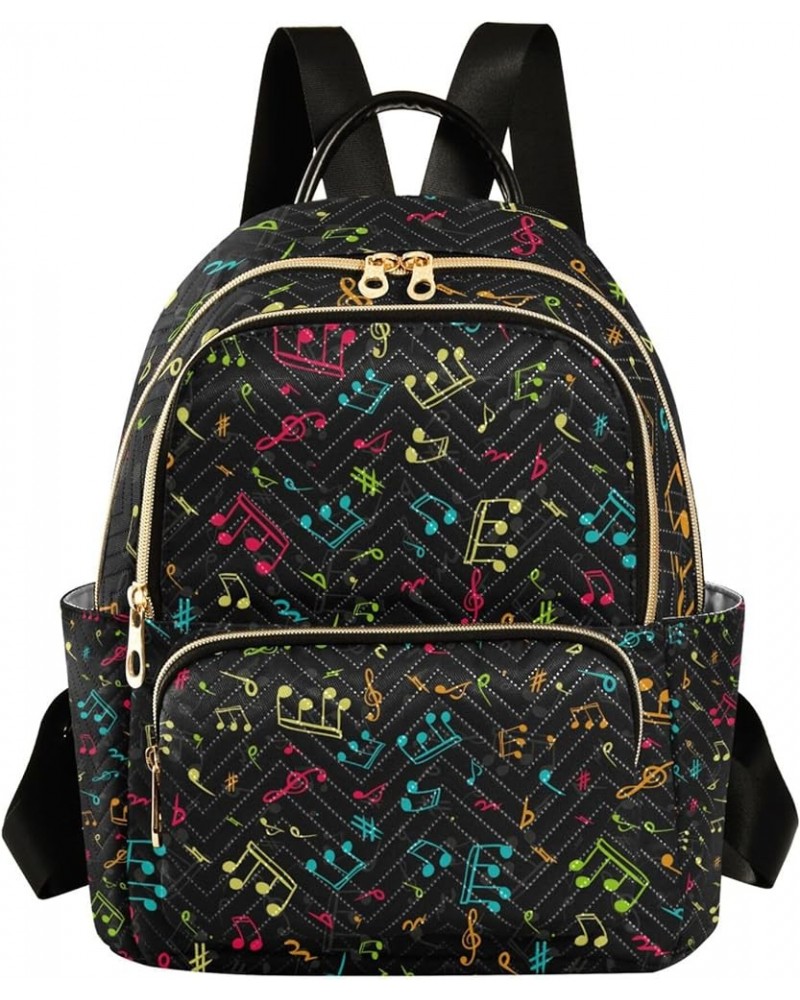 Music Notes Pattern Backpack Purse for Women, Shoulder Bag Lightweight Mini Backpack Casual Daypack Back Pack Small(11.41'' x...