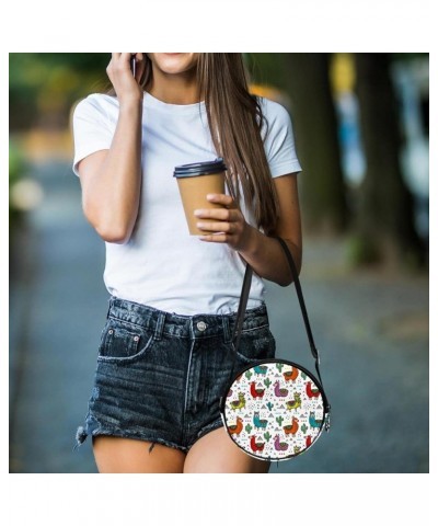 Glowing Jellyfish Crossbody Bag for Women Teen Girls Round Canvas Shoulder Bag Purse Tote Handbag Bag Multi05 $12.38 Totes