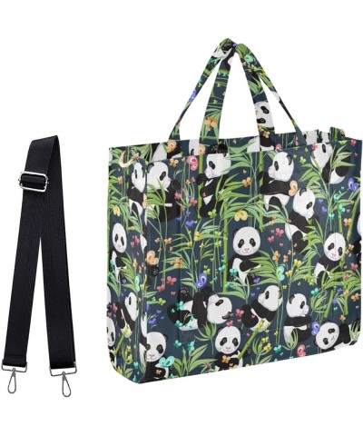 Cartoon Panda Butterfly Bamboo Satchel Bag Hobo Crossbody Tote for Work Shopping Multi05 $14.57 Totes