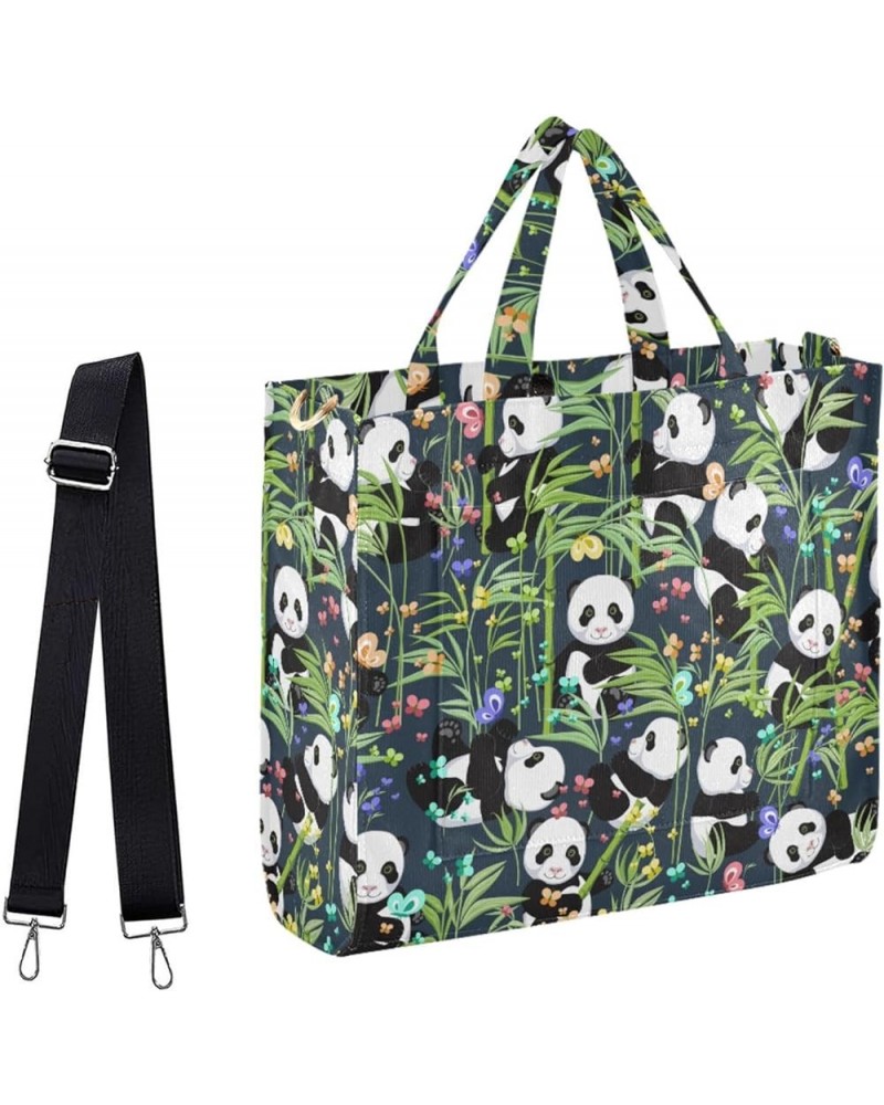 Cartoon Panda Butterfly Bamboo Satchel Bag Hobo Crossbody Tote for Work Shopping Multi05 $14.57 Totes